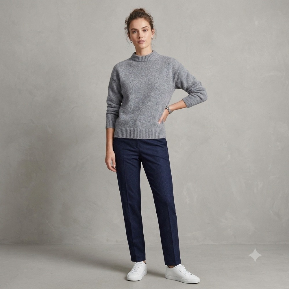 Theory Sweater Women Petite P Small Grey Wool Mock Neck Minimalist Quiet Luxury - Picture 12 of 12